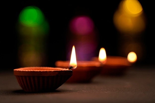 Traditional oil lamps for indian festival diwali.