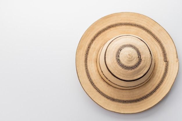 Traditional panama hat on a white table