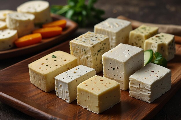 Photo traditional paneer cheese assortment