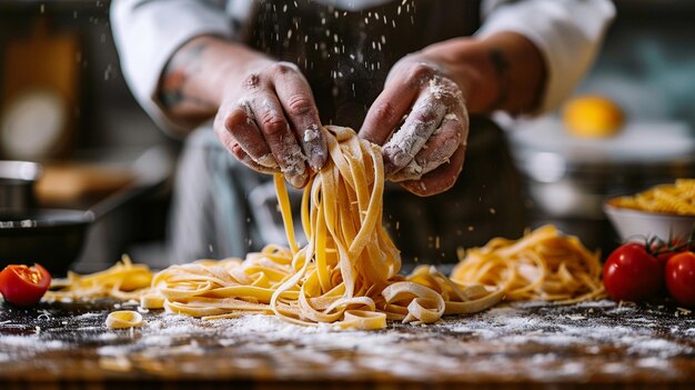 Traditional Pasta Preparation with Cheese Topping