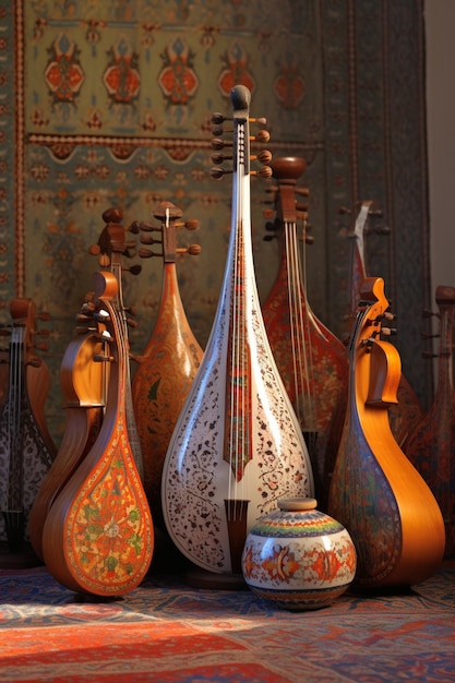 Traditional Persian musical instruments in 3D such as the Tar or Daf