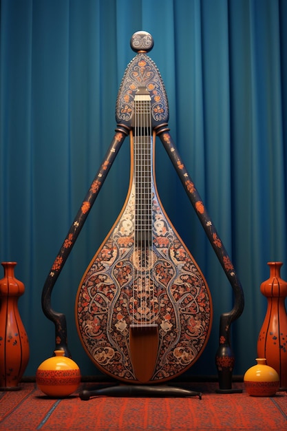 Traditional Persian musical instruments in 3D such as the Tar or Daf