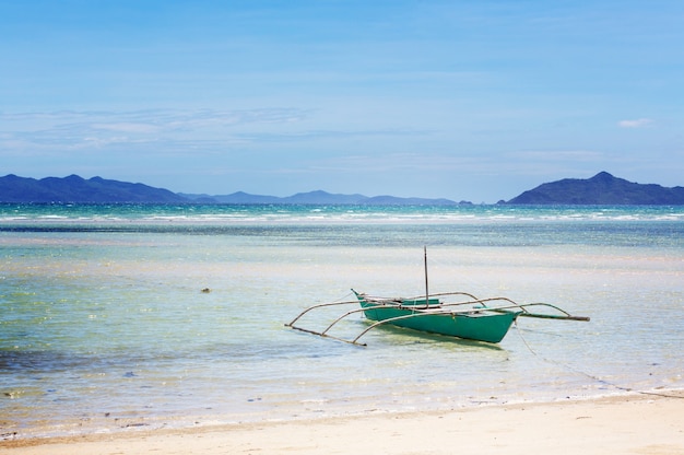 Traditional Philippino boat in the sea, Palawan island, Philippines