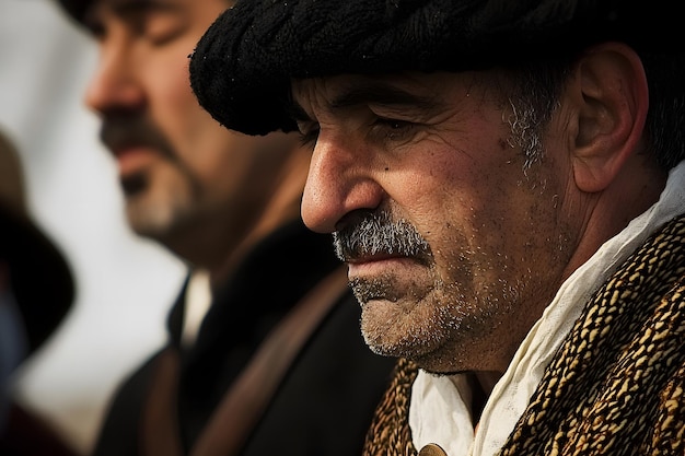 Photo traditional portuguese clothing worn by men closeup view emphasizing cultural elements