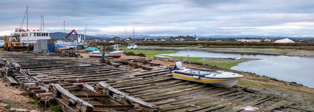 Traditional Portuguese wooden ramp for repair of boats