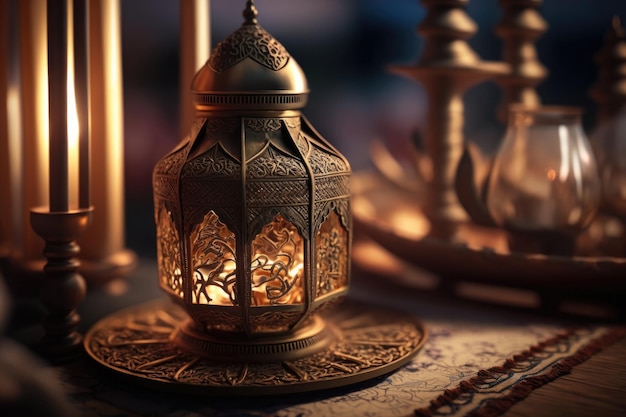 Traditional Ramadan Decoration Background Illustration Generative AI