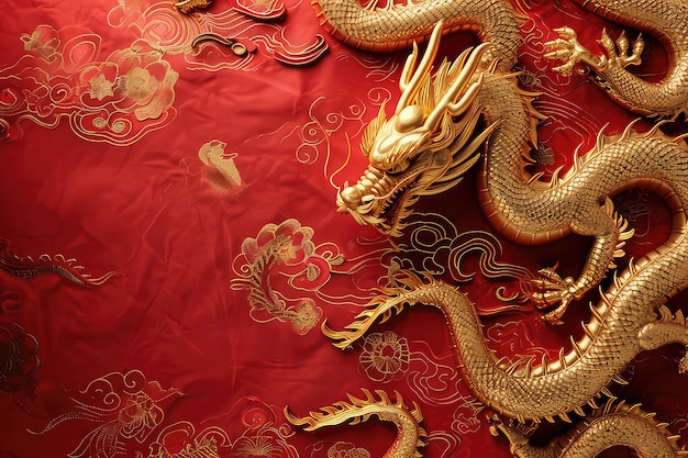 Traditional red and gold Chinese New Year background Generative AI