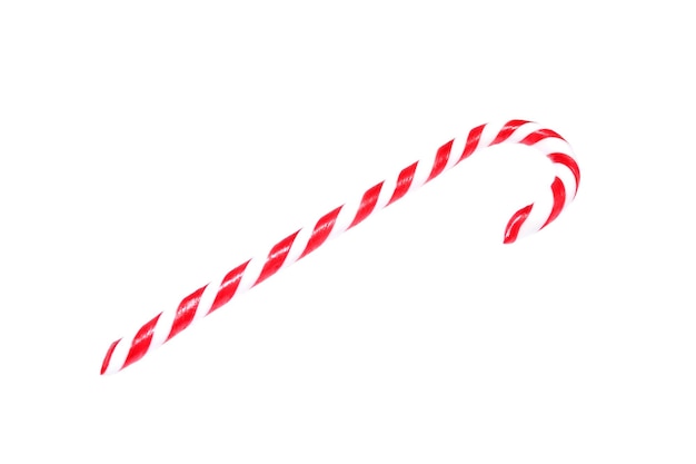 Traditional red-white candy cane isolated on white background. High quality photo