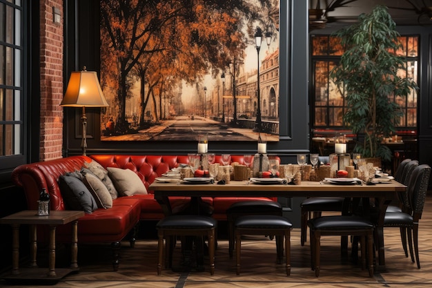 traditional restaurant with red brick decoration inspiration ideas