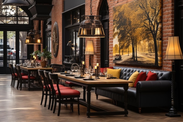 traditional restaurant with red brick decoration inspiration ideas