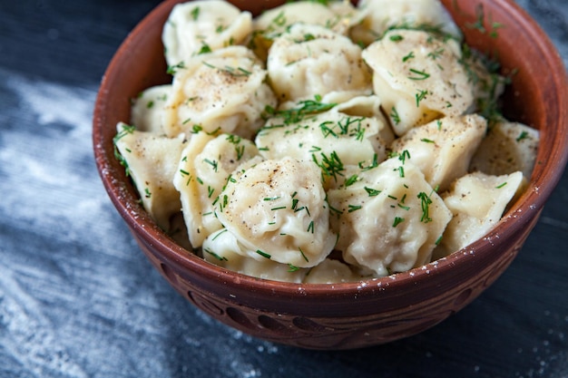 Traditional russian pelmeni or ravioli.