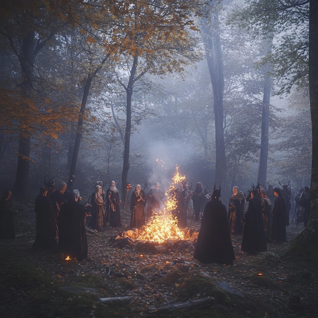 Photo traditional samhain festival with bonfire