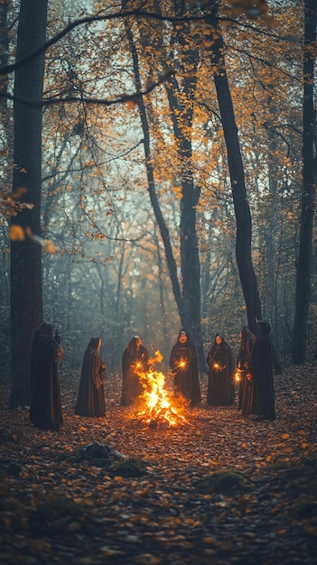 Photo traditional samhain festival with bonfire