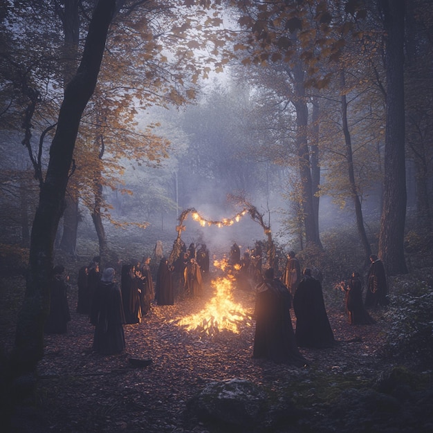 Photo traditional samhain festival with bonfire