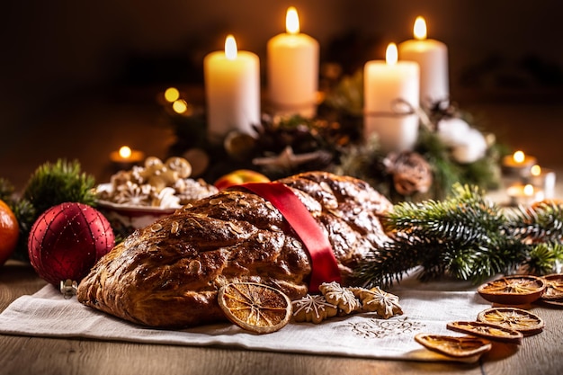 Traditional Slovak and Czech Christmas cake Vianocka Vanocka