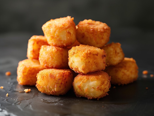 Traditional Spanish Croquetas Close up on Black Background