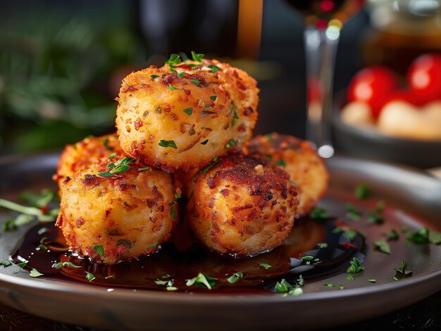 Photo traditional spanish croquetas served as tapas in a cozy restaurant setting