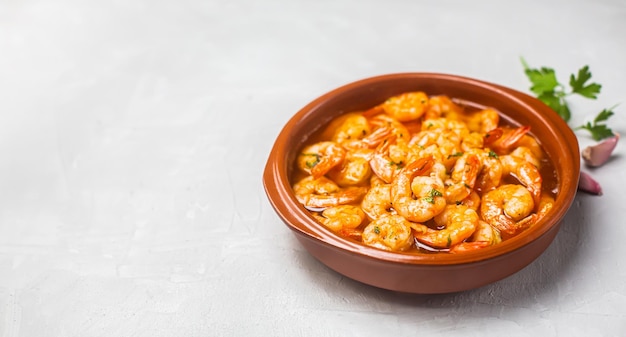 Traditional spanish shrimp with garlic and parsley