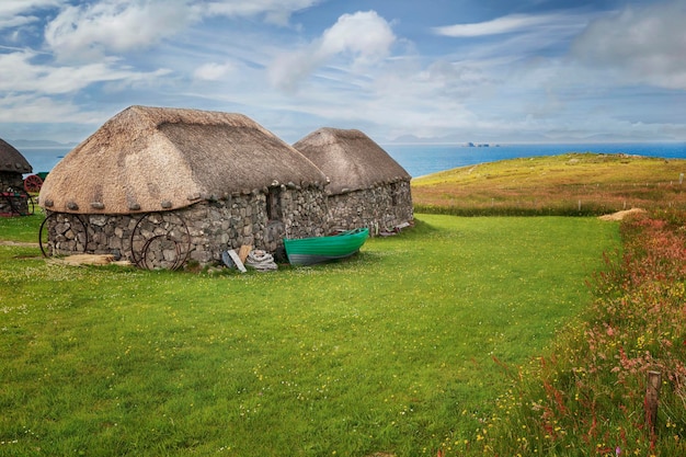 Traditional stone farmhouse at skye museum of island life isle of skye scotland