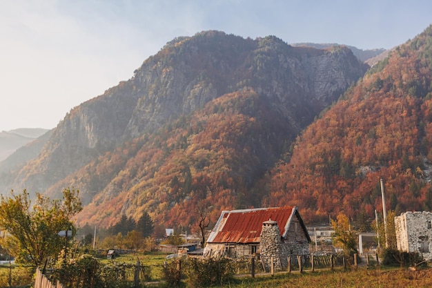 Traditional stone house of european rural village