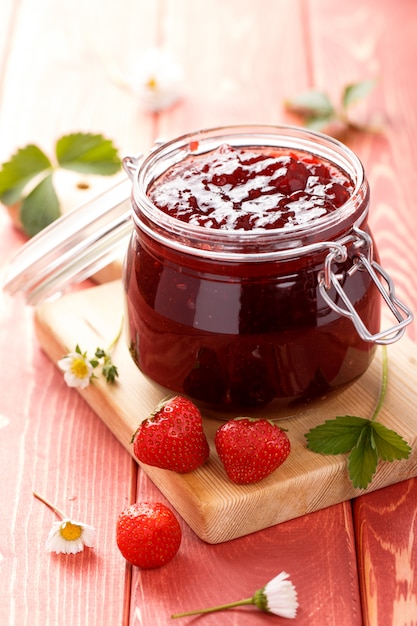 Traditional strawberry homemade jam.