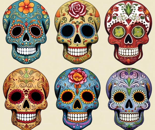 Traditional sugar skull designs