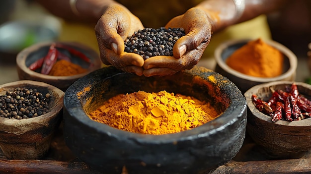 Traditional Tamil Nadu Kitchen with Turmeric and Spices