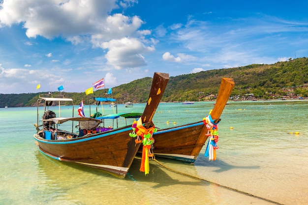 Traditional thai boat on Phi Phi Don