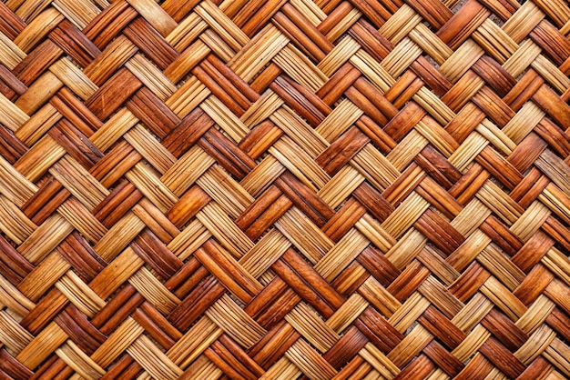 Traditional Thai style pattern nature background of brown handicraft weave texture wicker surface for furniture material