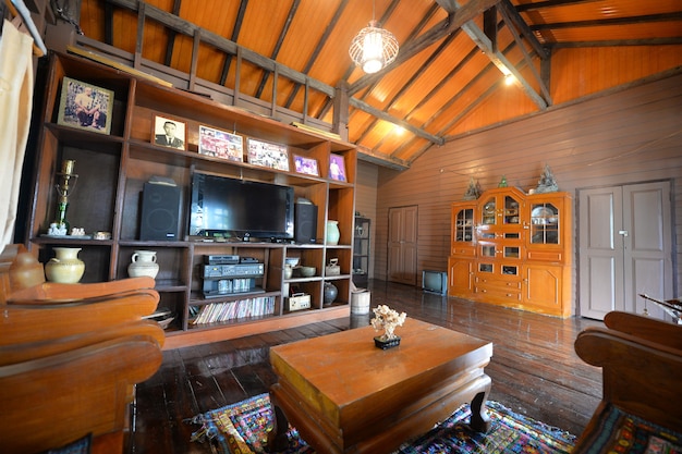 Traditional Thai style wooden living room