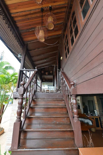 Traditional Thai style wooden terrace