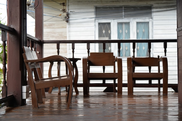 Traditional Thai style wooden terrace