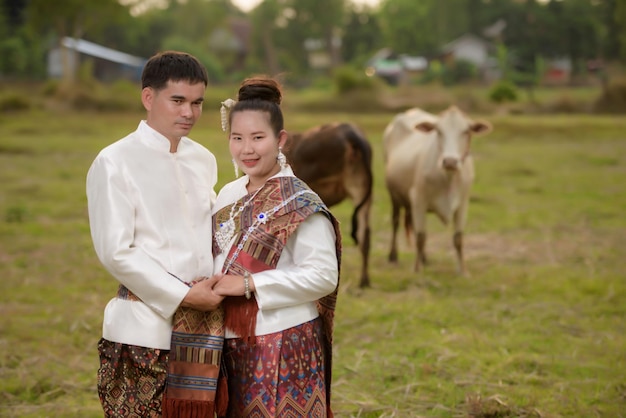 Traditional Thai wedding in forest xA