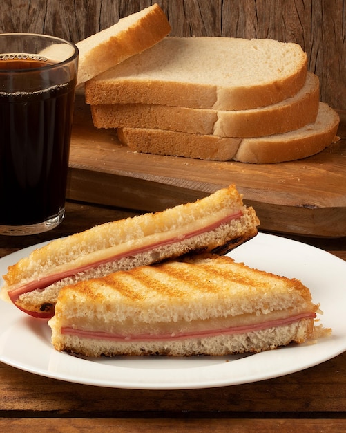 Traditional toasted bread stuffed with mortadella and cheese