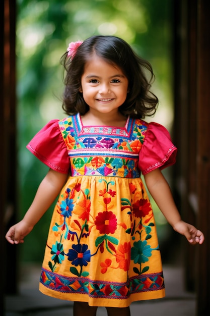 Traditional Trendy Charm Little Girl's Hispanic Celebration Outfit