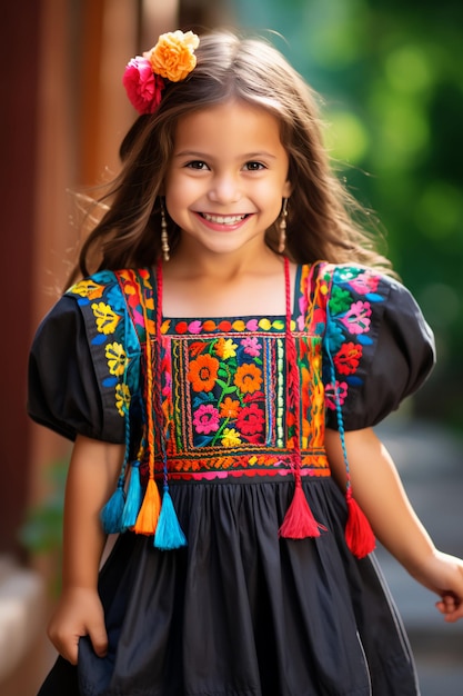 Traditional Trendy Charm Little Girl's Hispanic Celebration Outfit