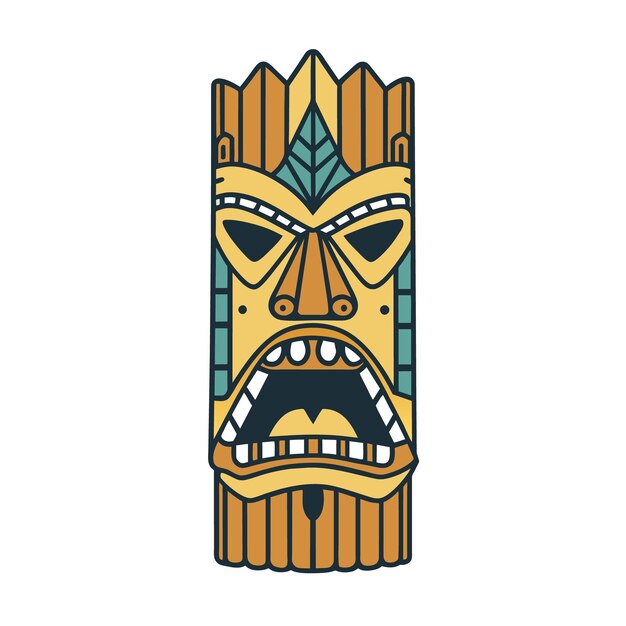 traditional tribal polynesian tiki mask representing the vibrant and exotic hawaiian culture