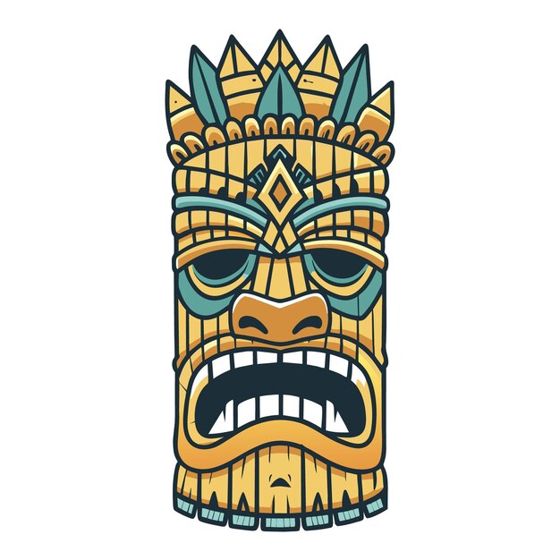 traditional tribal polynesian tiki mask representing the vibrant and exotic hawaiian culture