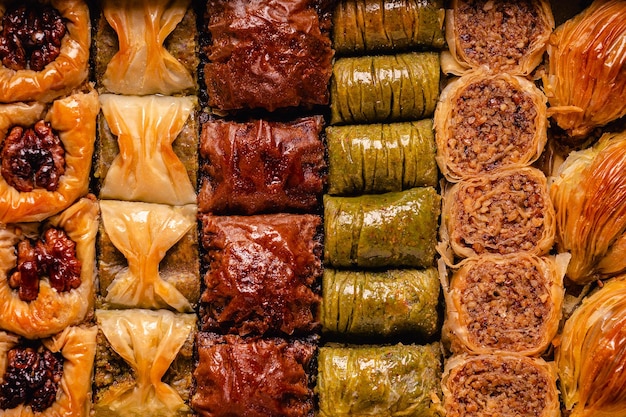 Traditional turkish arabic sweets baklava assortment