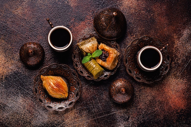 Traditional turkish arabic sweets baklava assortment