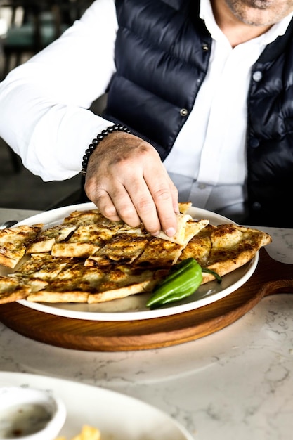 Traditional turkish baked dish pide Turkish pizza pide