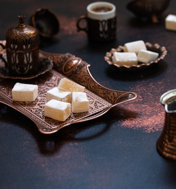 Traditional Turkish delight on a plate