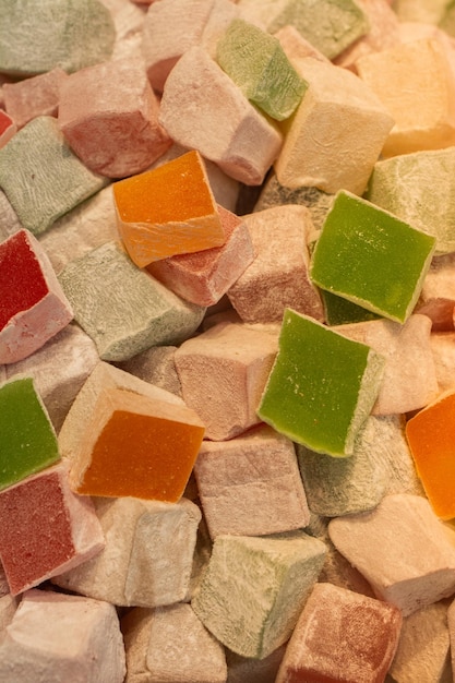 Traditional Turkish delight sweets as lokum candy