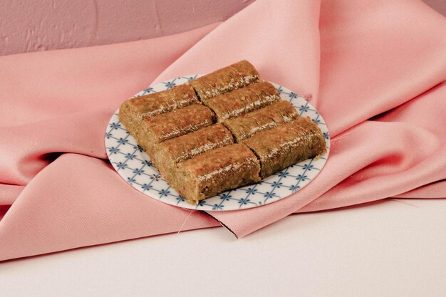 Traditional turkish dessert baklava with cashew, walnuts. Homemade baklava with nuts and honey.