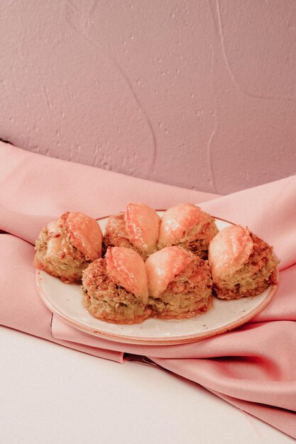 Traditional turkish dessert baklava with cashew, walnuts. Homemade baklava with nuts and honey.