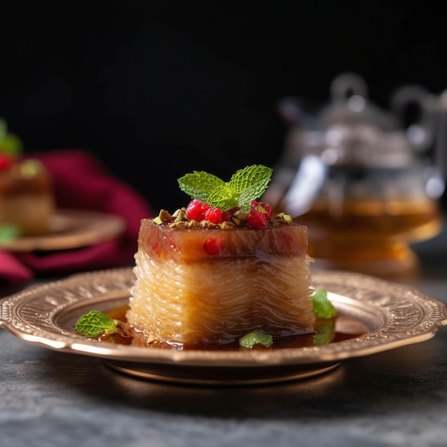 Traditional turkish dessert baklava with cashew walnuts