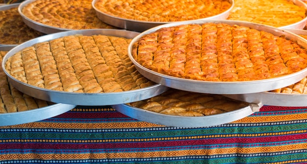 Traditional Turkish dessert Baklavain tray from Turkey