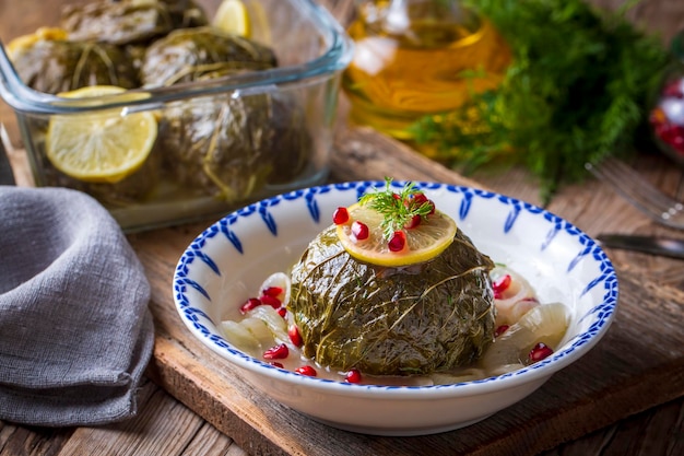 Traditional Turkish food; stuffed artichokes, stuffed artichokes. Turkish name; enginar canaginda sarma - dolma