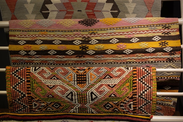 Traditional Turkish rug textile with patterns