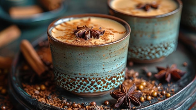 Photo traditional turkish salep in ornate cup